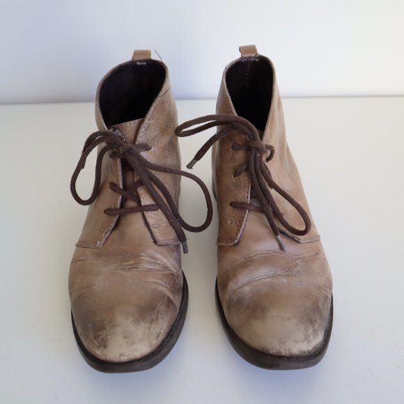 Lavorazione Artigiana Brown Leather Lace-Up Desert Ankle Boots, Size 6 - Picture 3 of 15